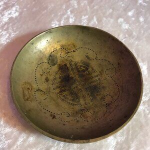 Vintage Mini Brass Made in China Incense Offering Bowl GUC Retro Home Decoration